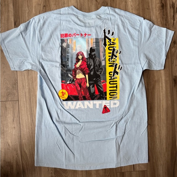 9Th Life Wanted Unisex Tee in Lt Blue Size Large New 100% Cotton - Picture 6 of 7